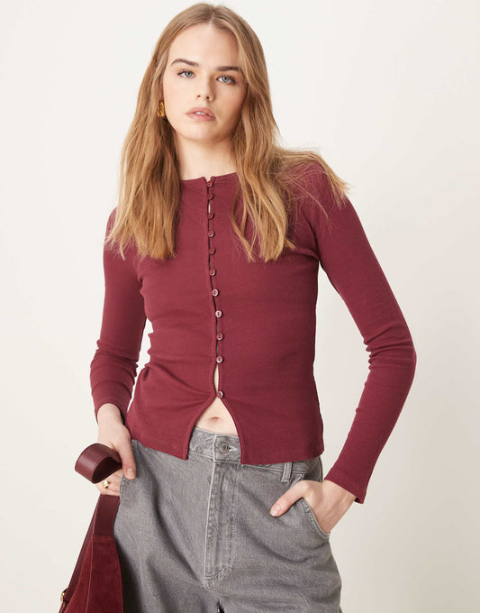 Mini Rib Shrunken Cardigan