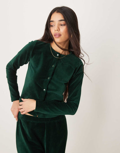 Velvet Cord Shrunken Cardigan Co Ord