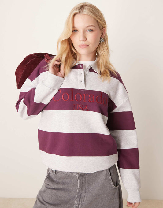 Oversized Rugby Sweatshirt With Embroidery