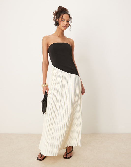 Asymmetric Pleated Maxi Dress
