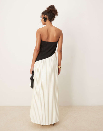 Asymmetric Pleated Maxi Dress