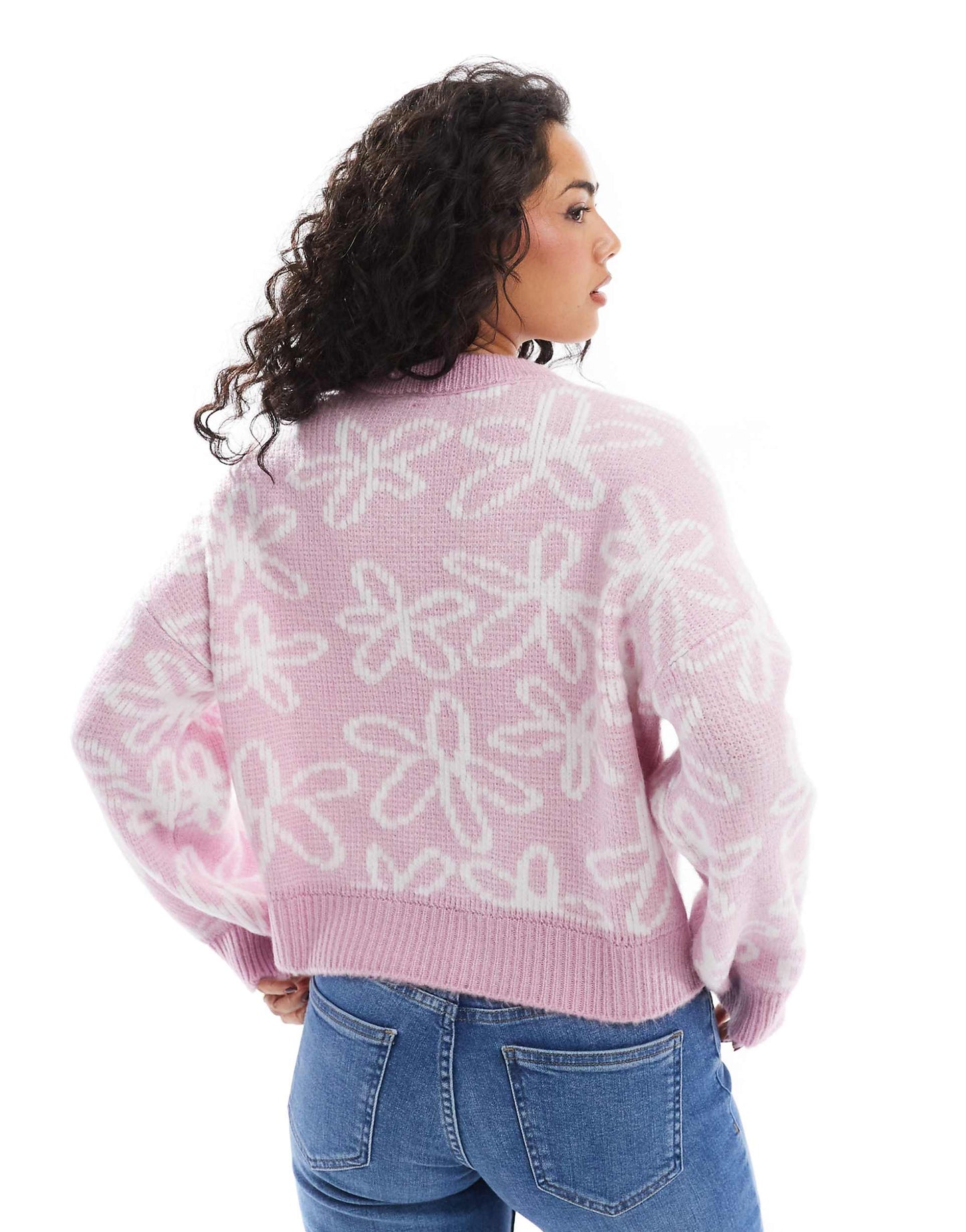 Knitted Jumper With Flower Heart Pattern