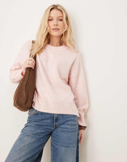 Boxy Crew Neck Jumper With Side Splits