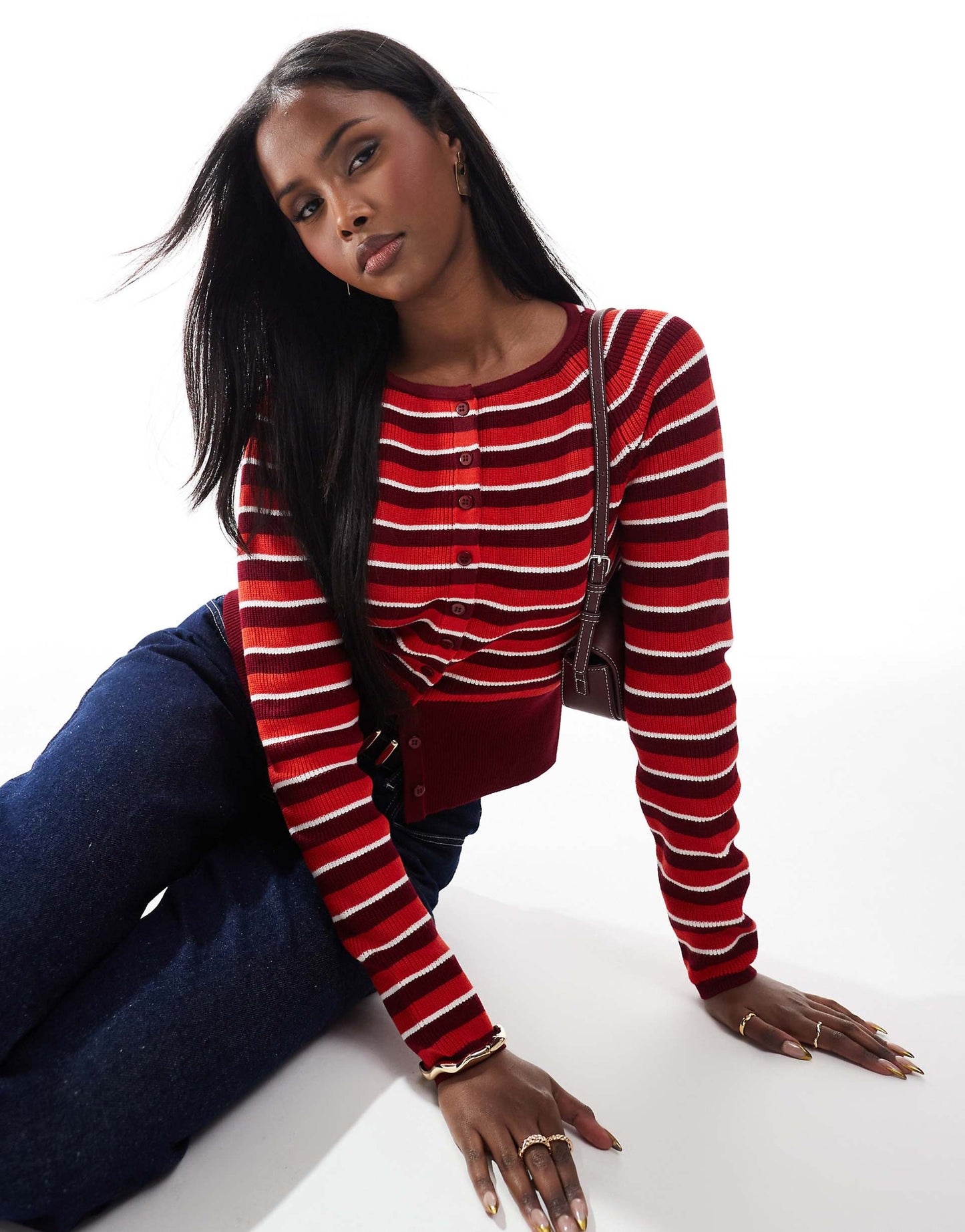 Knitted Crew Neck Cardigan