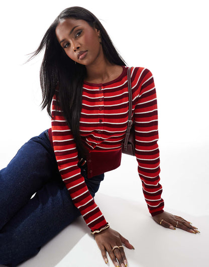 Knitted Crew Neck Cardigan