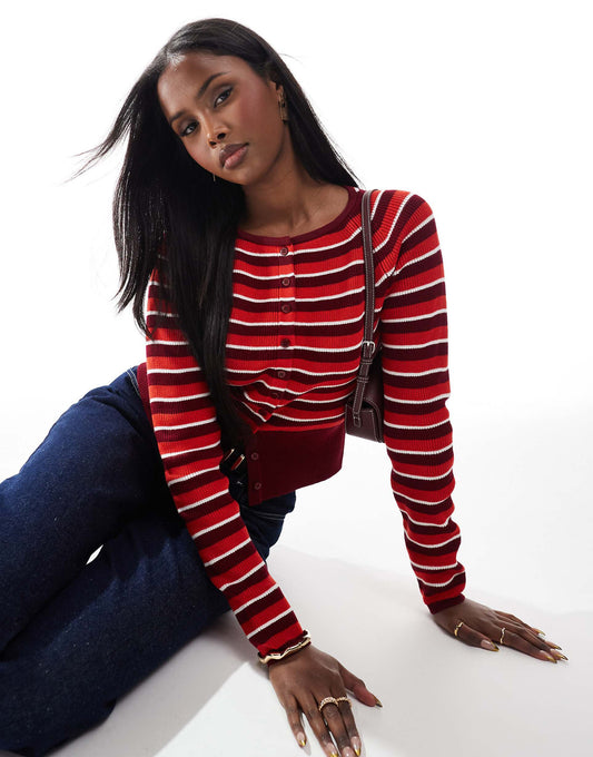 Knitted Crew Neck Cardigan