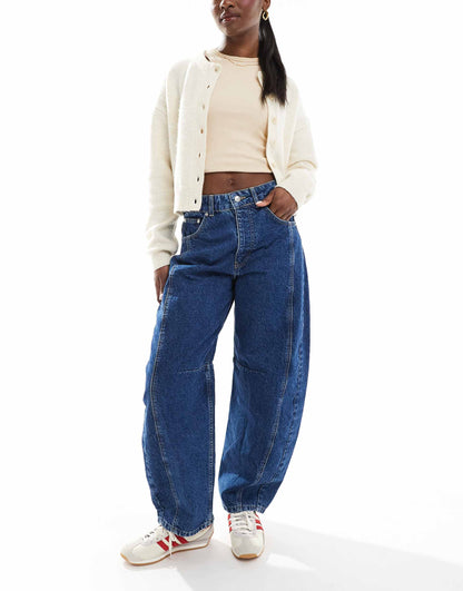 Oversized Crop Barrel Jean With Panels