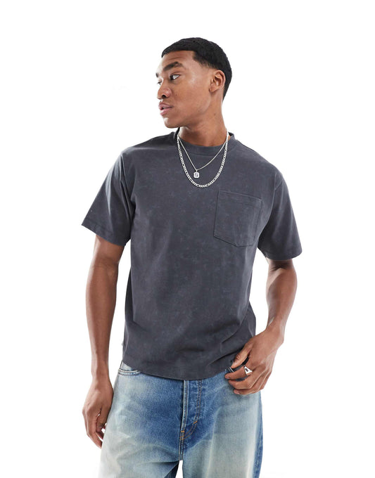 Short Sleeve Washed Grey Boxy T-Shirt