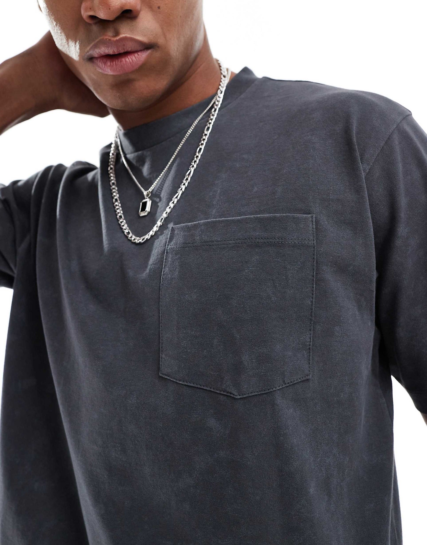 Short Sleeve Washed Grey Boxy T-Shirt
