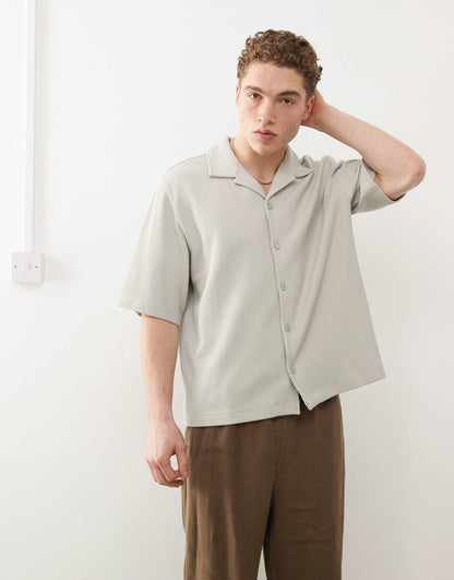 Rib Oversized Resort Short Sleeve Shirt