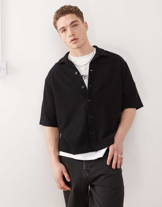 Rib Oversized Resort Short Sleeve Shirt