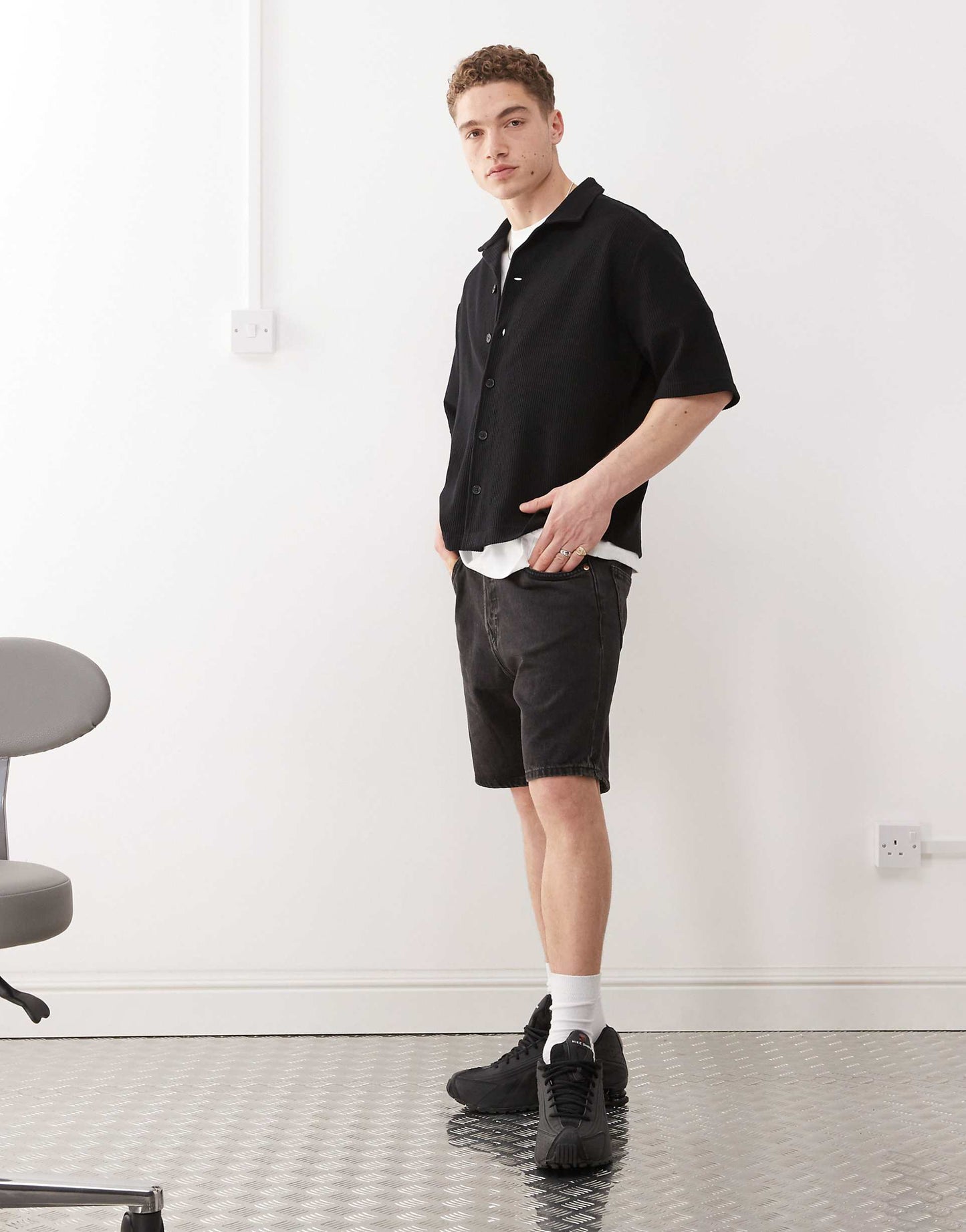 Rib Oversized Resort Short Sleeve Shirt