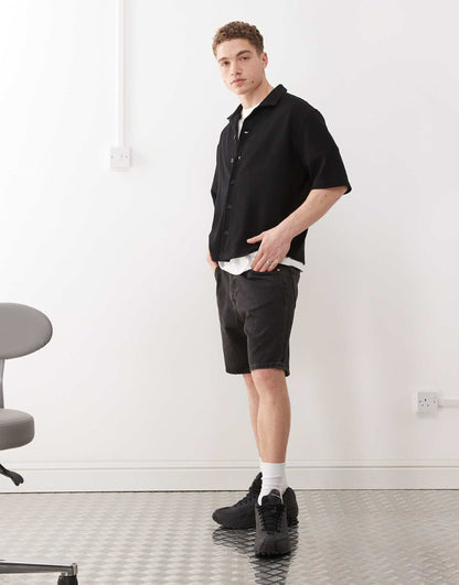 Rib Oversized Resort Short Sleeve Shirt