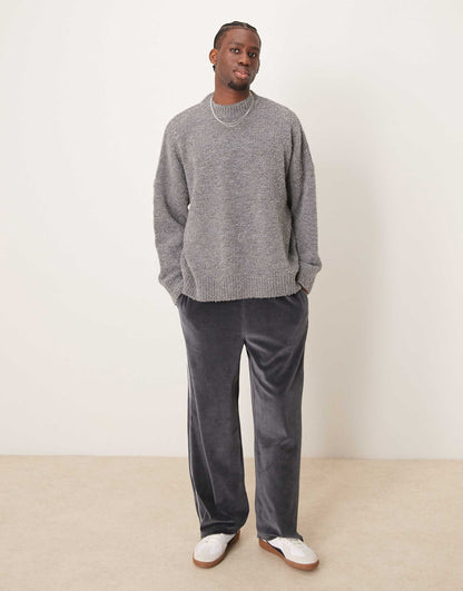 Super Oversized Boxy Fit Textured Knitted Crew Neck Jumper