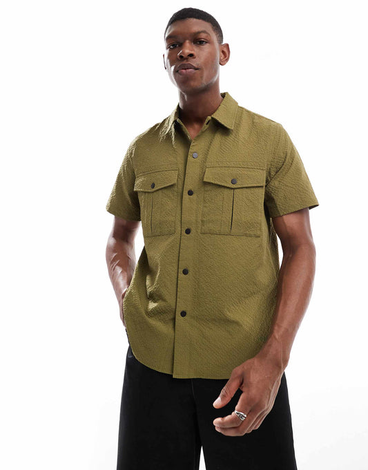 Short Sleeve Seersucker Shirt
