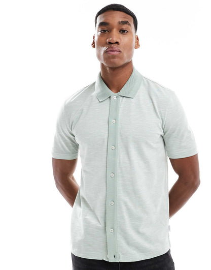 Short Sleeve Button Through Polo Shirt