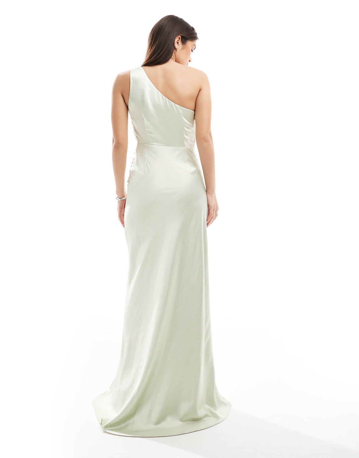 Bridesmaid Asymmetric Cowl Satin Maxi Dress