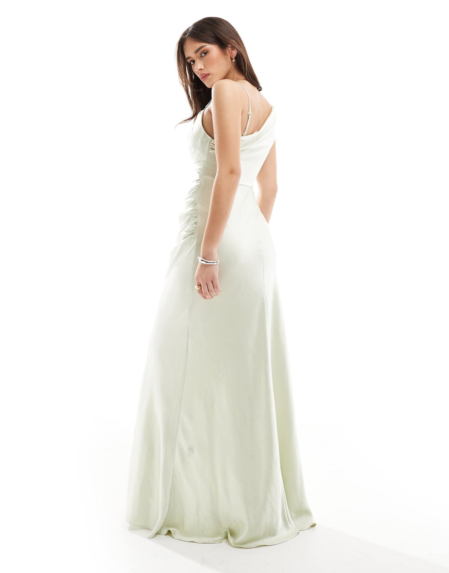 Bridesmaid One Shoulder Satin Maxi Dress