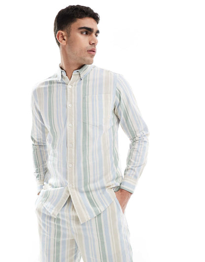 Steen Co-Ord Long Sleeve Stripe Shirt