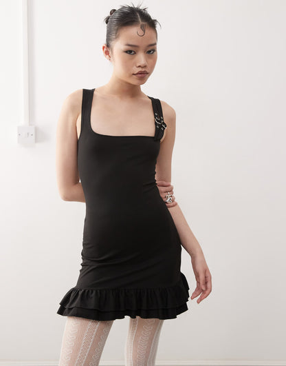 Jessa Buckle Shoulder Mini Dress