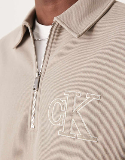 Jeans Collared Knit 1/4 Zip Logo