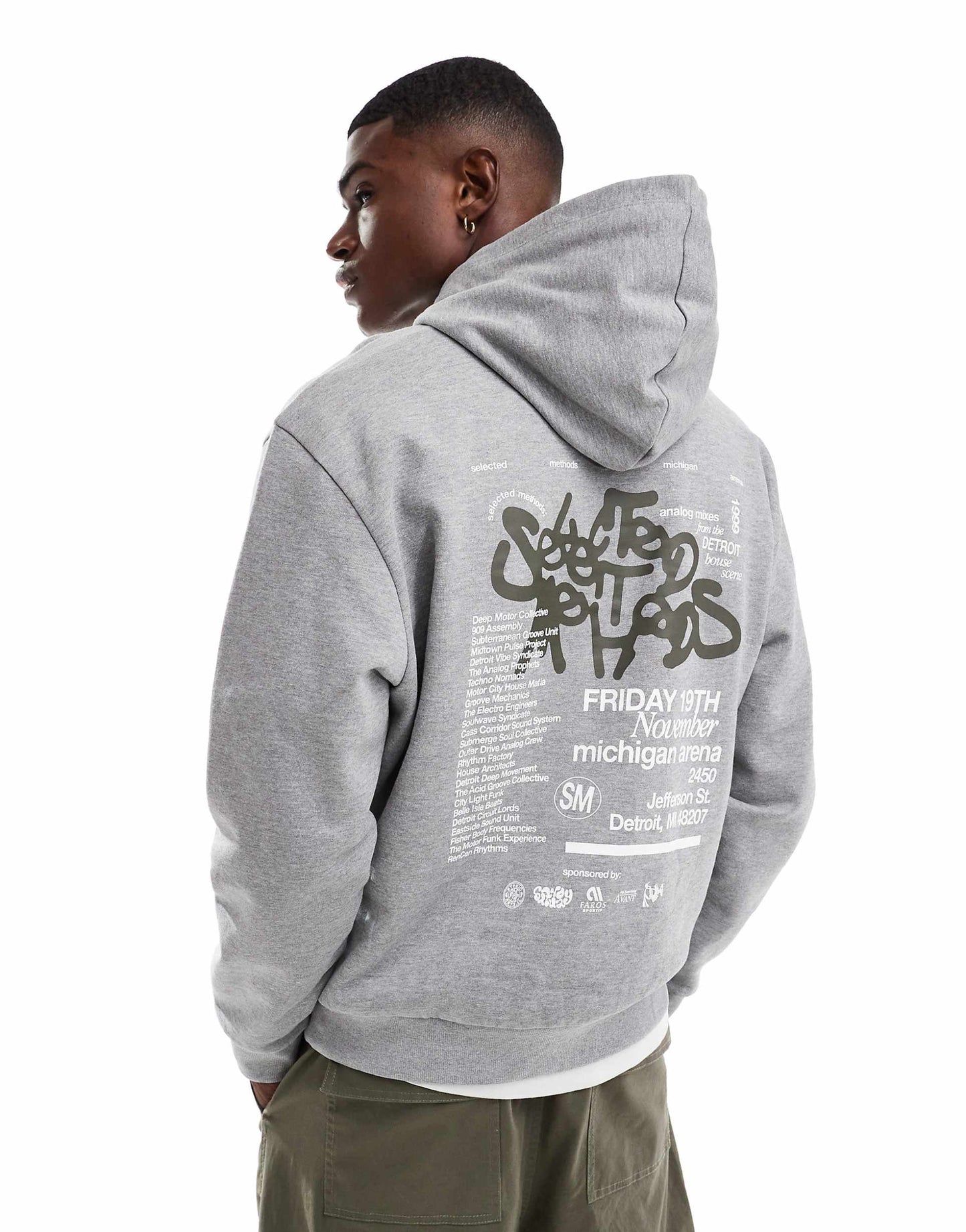 Oversized Hoodie With Graffiti Chest And Back Print