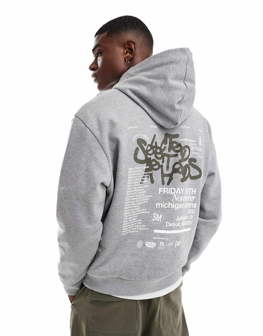 Oversized Hoodie With Graffiti Chest And Back Print
