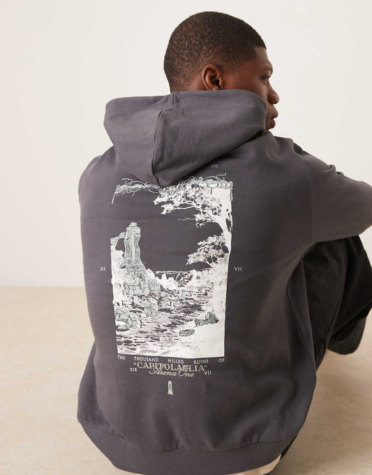 Oversized Hoodie With Chest And Back Print