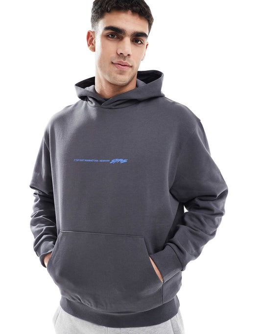 Oversized Hoodie With Front And Back Text Print