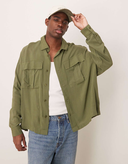 Volume Oversized Boxy Shirt With Pockets