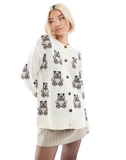 Oversized Mini Teddy Jacquard Cardigan