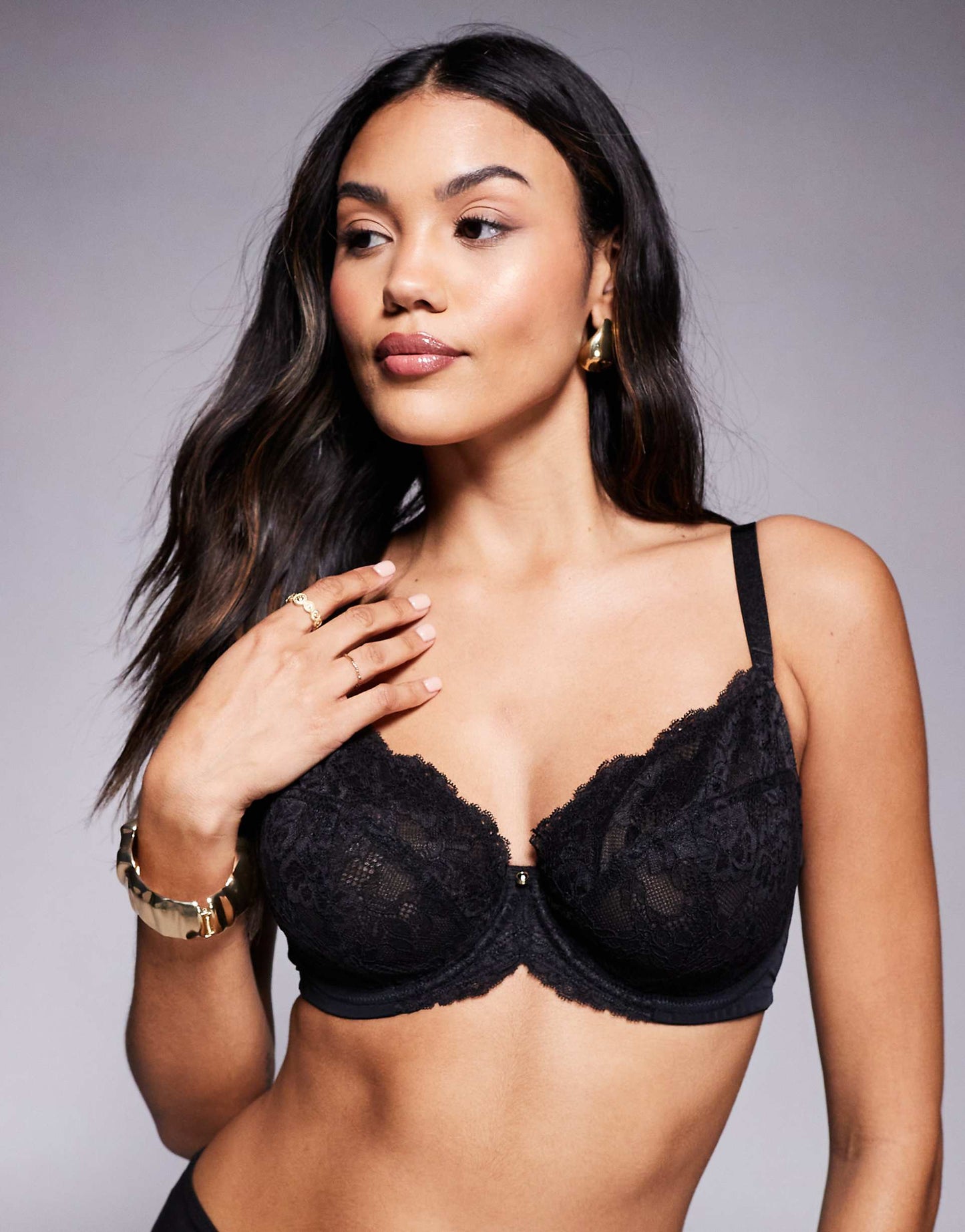 Fuller Bust Sexy Lace Non Padded Plunge Bra