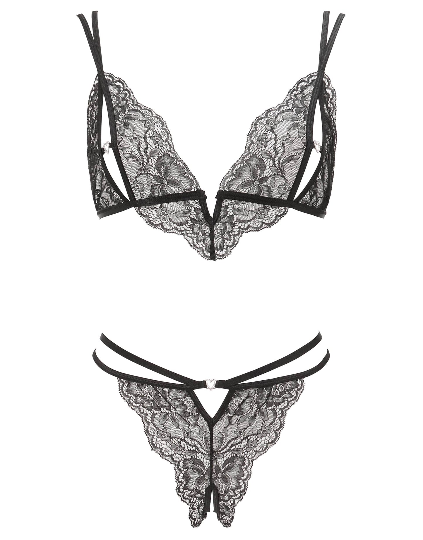 Diamond Heart Crotchless Set