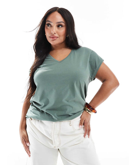 Curve Relaxed Oversized V Neck T-Shirt