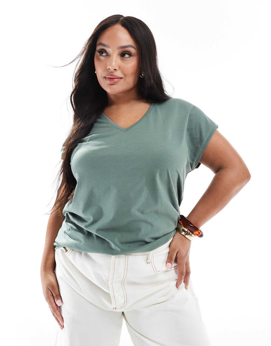 Curve Relaxed Oversized V Neck T-Shirt