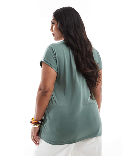 Curve Relaxed Oversized V Neck T-Shirt