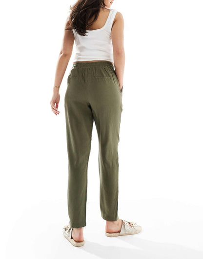 Linen Blend Tapered Trousers