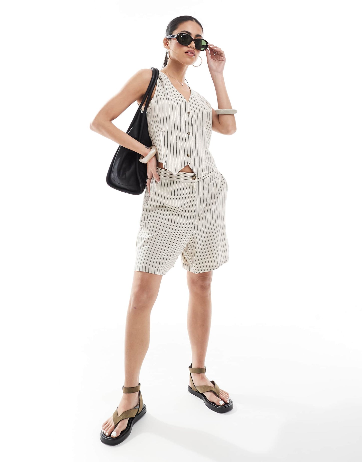 Linen Touch Waistcoat And Short Co-Ord