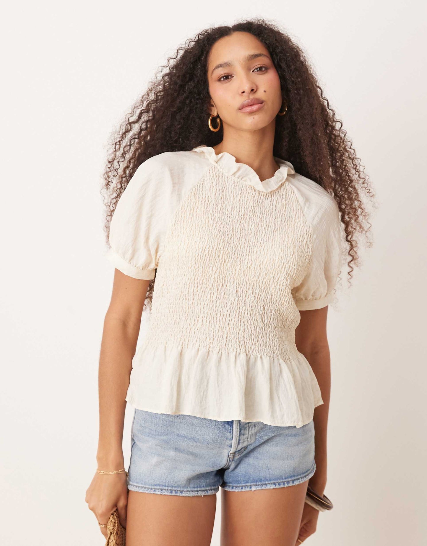 Shirred Puff Sleeve Top