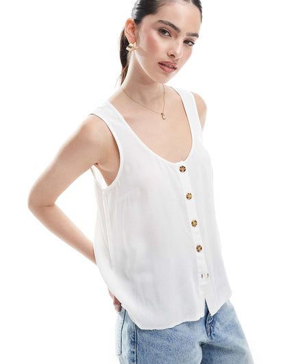 Sleeveless Buttondown Top