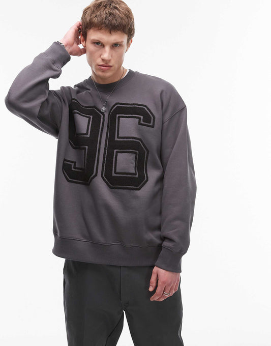 Oversized Fit Sweatshirt With 96 Embroidery