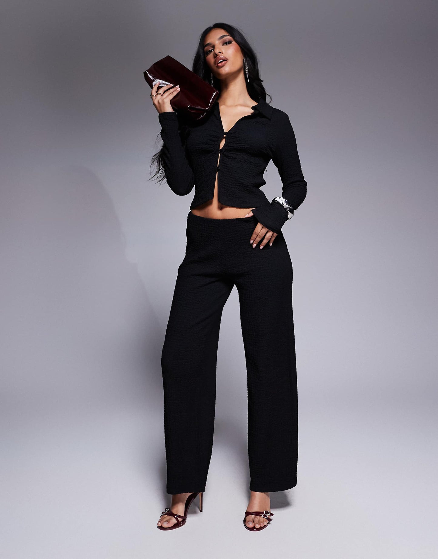 Co-Ord Textured Wide Leg Trouser