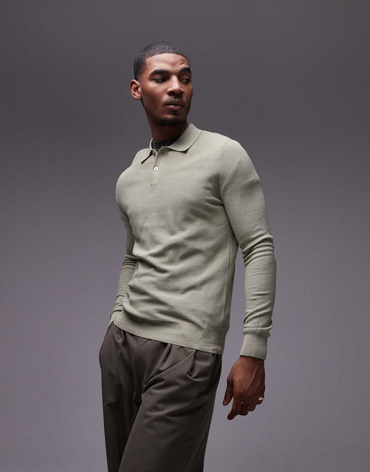 Knitted Button Up Polo Sweater