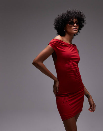 Asymmetric Twist Detail Mini Dress