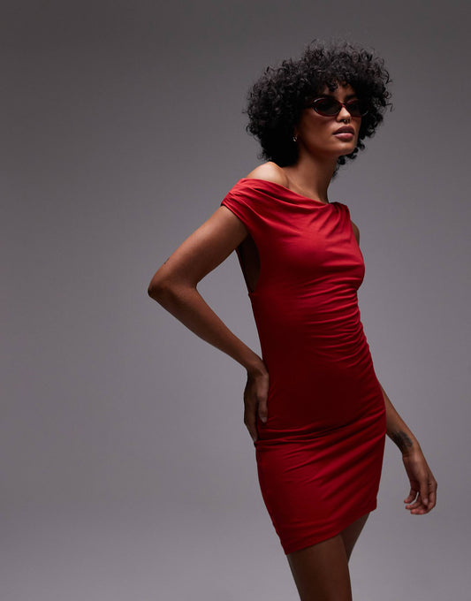 Asymmetric Twist Detail Mini Dress