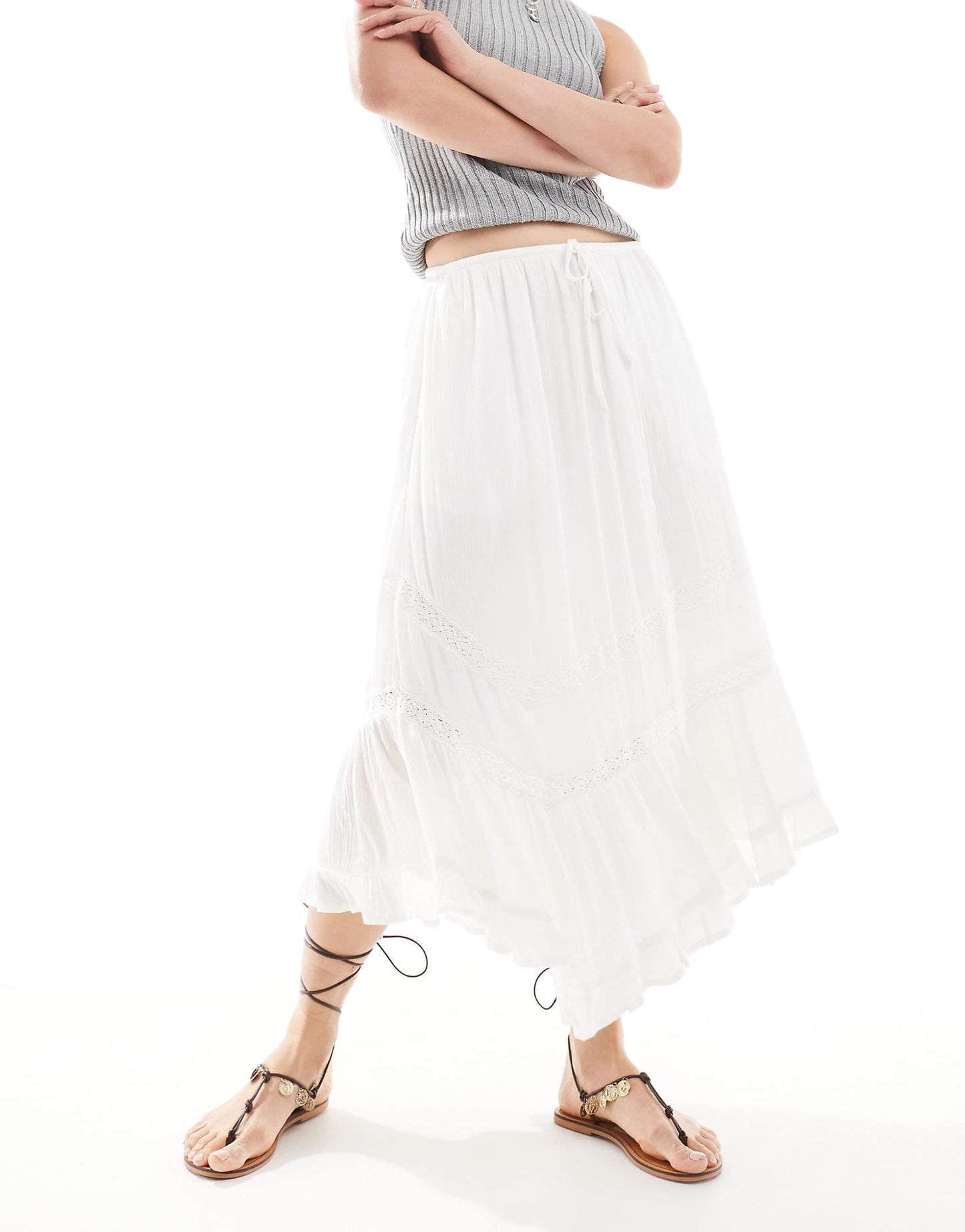 Panel Detail Fluted Hem Maxi Skirt