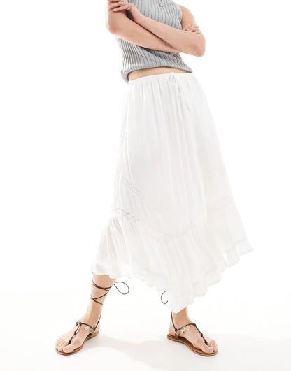 Panel Detail Fluted Hem Maxi Skirt