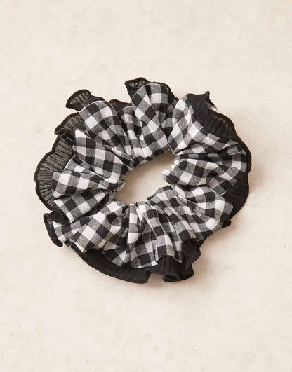 Scrunchie Hairband With Gingham Print And Contrast Frill Edge