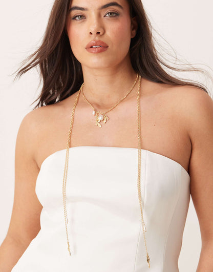 Curve Multirow Necklace With Long Tassel Detail