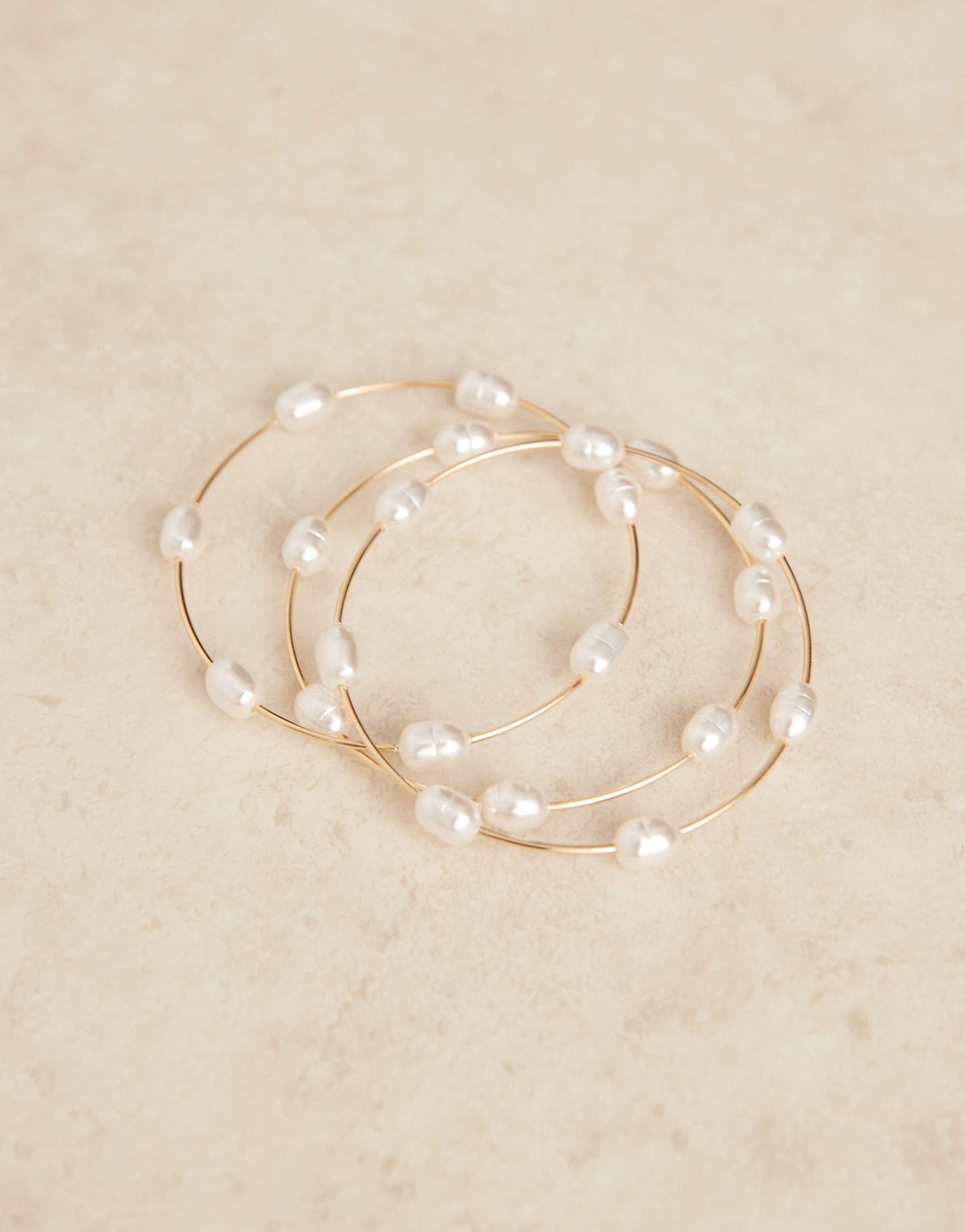 Pack Of 3 Bangles With Faux Pearl Detail